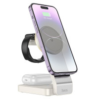 HOCO bezdrôtová nabíjačka 3v1 kompatibilná s MagSafe 15W CQ3 biela