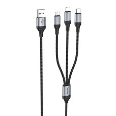 HOCO kábel 3v1 USB A na Lightning / Micro USB / Typ C 2,4A X102 1 m čierny