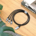HOCO kábel 3v1 USB A na Lightning / Micro USB / Typ C 2,4A X102 1 m čierny