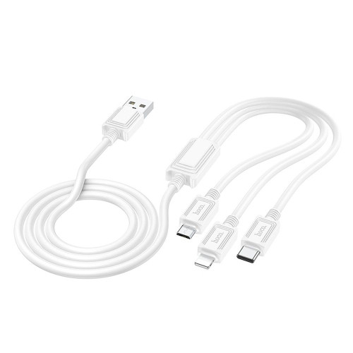 HOCO kábel 3v1 USB A na Lightning / Micro USB / Typ C 2A X76 1 m biely