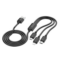 HOCO kábel 3v1 USB A na Lightning / Micro USB / Typ C 2A X76 1 m čierny