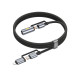 HOCO kábel All-in-one typ C / Lightning na typ C / cigaretový zapaľovač PD 3A 60W U138 1,2 m sivá