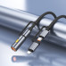 HOCO kábel All-in-one typ C / Lightning na typ C / cigaretový zapaľovač PD 3A 60W U138 1,2 m sivá