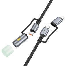 HOCO kábel All-in-one typ C / Lightning na typ C / LED Light PD 3A 60W U138 1,2 m čierny