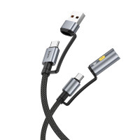 HOCO kábel All-in-one USB A / typ C na typ C / cigaretový zapaľovač 3A 60W U138 1,2 m čierny