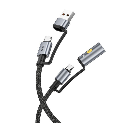 HOCO kábel All-in-one USB A / typ C na typ C / cigaretový zapaľovač 3A 60W U138 1,2 m čierny