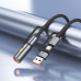 HOCO kábel All-in-one USB A / typ C na typ C / cigaretový zapaľovač 3A 60W U138 1,2 m čierny