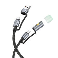 HOCO kábel All-in-one USB A / typ C na typ C / LED svetlo 3A 60W U138 1,2 m čierny