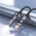 HOCO kábel All-in-one USB A / typ C na typ C / LED svetlo 3A 60W U138 1,2 m čierny