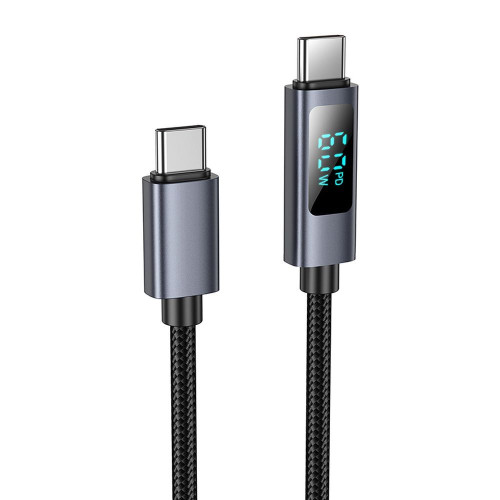 HOCO kábel typ C na typ C s displejom 3A 60W X112 1 m čierny