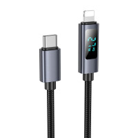 HOCO kábel typu C na Lightning s displejom PD 27W X112 1 m čierny