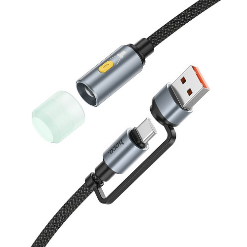 HOCO kábel USB A / Typ C na LED svetlo UA38C čierny