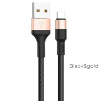 HOCO kábel USB A na Type-C 2A X26 1 m čierny zlatý