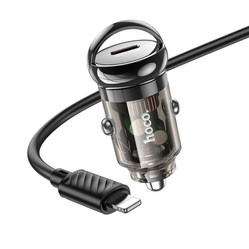 HOCO nabíjačka do auta typ C + kábel typ C na Lightning PD QC3.0 30W Z53 čierna