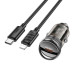 HOCO nabíjačka do auta typ C + kábel typ C na Lightning PD QC3.0 30W Z53 čierna