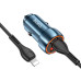 HOCO nabíjačka do auta USB A + typ C + kábel typ C na Lightning PD QC3.0 3A 20W Z46A zafírovo modrá