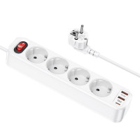 HOCO napájacia lišta 4-bitová predlžovacia zásuvka + 2 x USB A + typ C PD QC 3A 20W NS1 biela