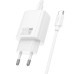 HOCO nástenná nabíjačka USB A + typ C + kábel typ C na typ C PD QC3.0 3A 20W N61 biela