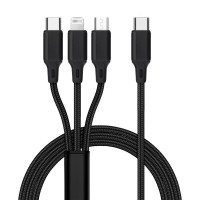 Kábel 3v1 typu C na Lightning / typ C / Micro USB 2,4A C171 1,2 m čierny