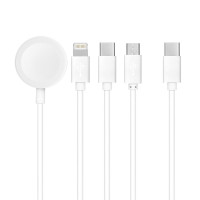 Kábel 4w1 Type C na Lightning / Type C / Micro USB / Apple Watch 3W 2A C3186 1,2 m biely
