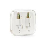 Kábel AUX Jack 3,5 mm (samec) na Jack 3,5 mm (samec) BOX 1 m biely