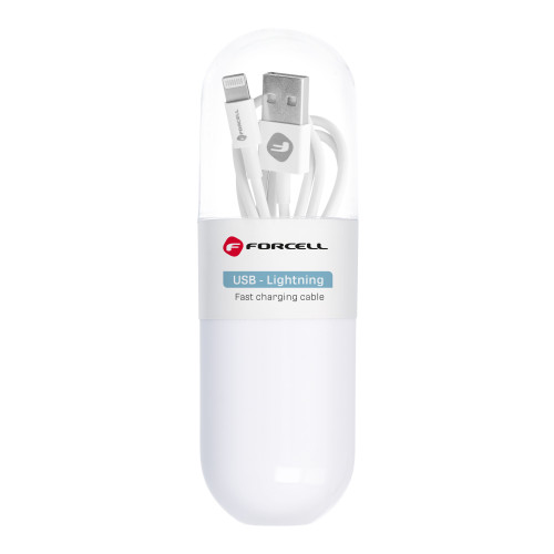 Kábel FORCELL C316 USB A na Lightning 1A TUBE 1 m biely