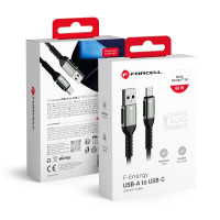 Kábel FORCELL F-ENERGY C256 USB A na typ C QC3.0 3A 66W Cafule 3 m čierny