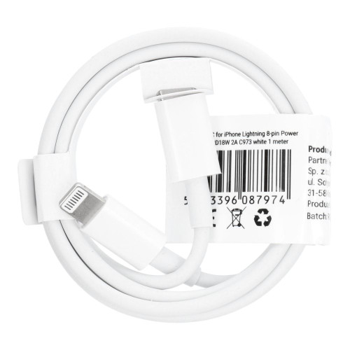 Kábel typu C na Lightning PD 2A 18W C973 1 m biely