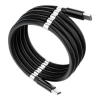 Kábel typu C na typ C PD 3A 60W C676 s magnetmi 1 m čierny