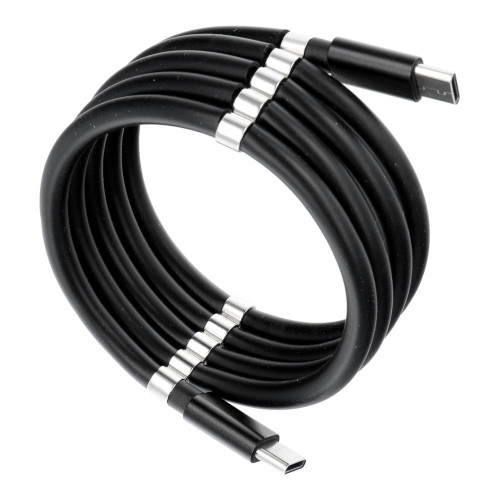 Kábel typu C na typ C PD 3A 60W C676 s magnetmi 1 m čierny