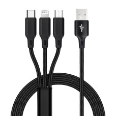 Kábel USB A 3v1 pre iPhone Lightning 8-pin + Type C + Micro C171 čierny