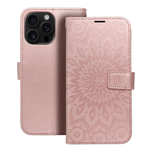 MEZZO Book puzdro pre IPHONE 16 Pro Max mandala rose gold