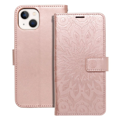MEZZO Knižkové puzdro pre IPHONE 13 mandala rose gold