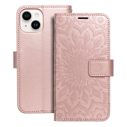 MEZZO Knižkové puzdro pre IPHONE 14 mandala rose gold