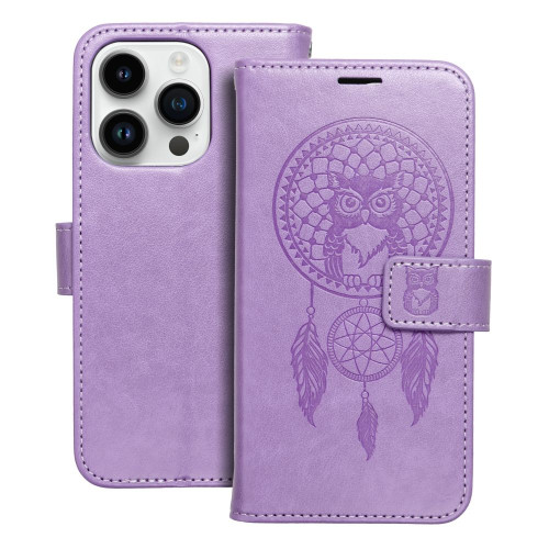 MEZZO Knižkové puzdro pre IPHONE 14 Pro dreamcatcher fialové