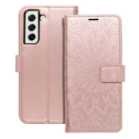 MEZZO Puzdro typu kniha pre SAMSUNG S21 FE mandala rose gold