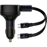 Nabíjačka do auta BASEUS s navíjacím káblom 2 x typ C 3A 33W CCTX-CC čierna