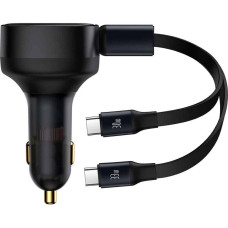 Nabíjačka do auta BASEUS s navíjacím káblom 2 x typ C 3A 33W CCTX-CC čierna