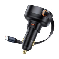 Nabíjačka do auta BASEUS typ C + výsuvný kábel typ C PD3.0 QC4.0 3A 60W CCTXP-CC / C00057802111-01 čierna