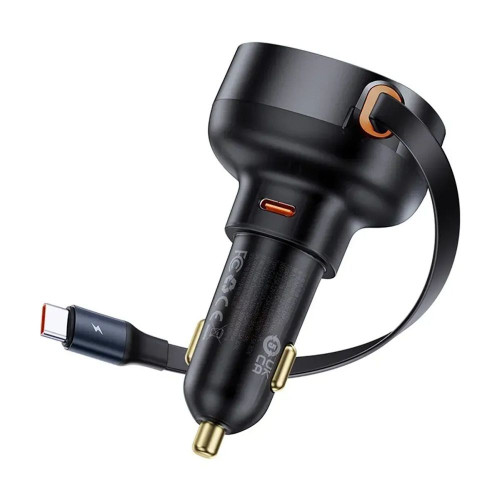 Nabíjačka do auta BASEUS typ C + výsuvný kábel typ C PD3.0 QC4.0 3A 60W CCTXP-CC / C00057802111-01 čierna