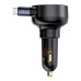 Nabíjačka do auta BASEUS typ C + výsuvný kábel typ C PD3.0 QC4.0 3A 60W CCTXP-CC / C00057802111-01 čierna