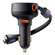Nabíjačka do auta BASEUS USB A + výsuvný kábel 2v1 Typ C / Lightning PC3.0 QC4.0 3A 60W CCTXP-UCL čierna