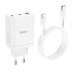 Nabíjačka HOCO 2 x typ C + USB A + kábel Typ C na Lightning PD QC3.0 3A 35W N33 biela