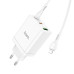 Nabíjačka HOCO 2 x typ C + USB A + kábel Typ C na Lightning PD QC3.0 3A 35W N33 biela