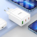 Nabíjačka HOCO 2 x typ C + USB A + kábel Typ C na Lightning PD QC3.0 3A 35W N33 biela