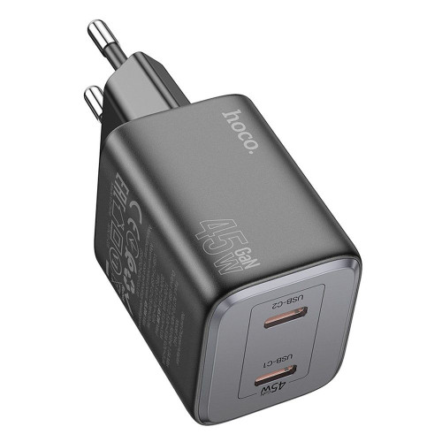 Nabíjačka HOCO 2 x typ C PD QC 45W GaN N42 čierna