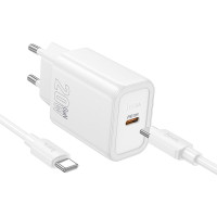 Nástenná nabíjačka HOCO typ C + kábel typ C na Lightning PD QC 20W N60 biela