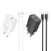 Nástenná nabíjačka HOCO typ C + kábel typ C na Lightning PD QC 20W N60 čierna