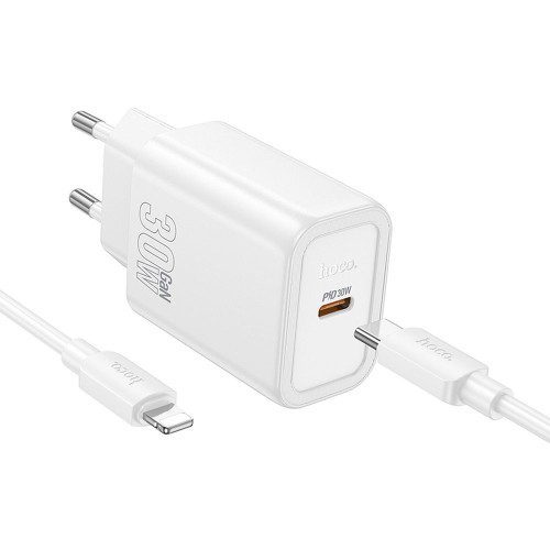 Nástenná nabíjačka HOCO typ C + kábel typ C na Lightning PD QC 30W N62 biela