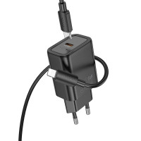 Nástenná nabíjačka HOCO typ C + kábel typ C na Lightning PD QC 30W N62 čierna